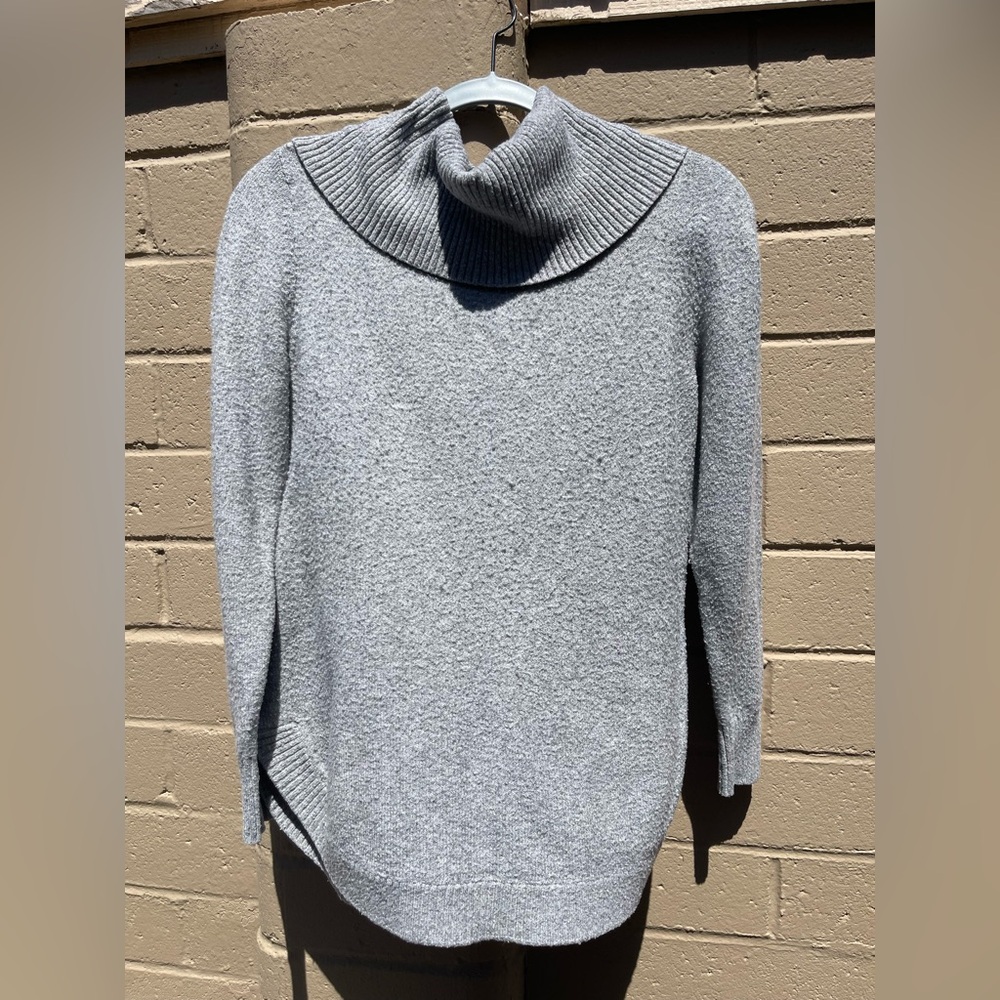 Tahari Gray Cowl Turtleneck Sweater Soft Knit Relaxed‎ Fit